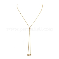 Verstellbare Lariat-Halskette aus 304er Edelstahl mit Strassblumen und runder Schlangenkette für Damen&nbsp;SA-D001-02G