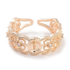 Bague ouverte en laiton plaquée cœur avec micro pavé de zircones cubiques&nbsp;KK-Z071-26KCG