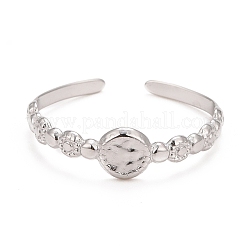 Anillo de puño abierto redondo plano de acero inoxidable 304 antideslustre para mujer&nbsp;RJEW-C025-26P