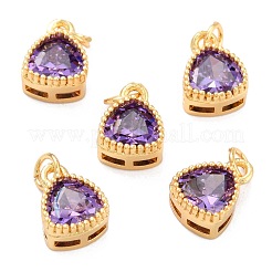 Véritables breloques en zircone cubique incrustée de laiton plaqué 18k or véritable&nbsp;ZIRC-L100-076G