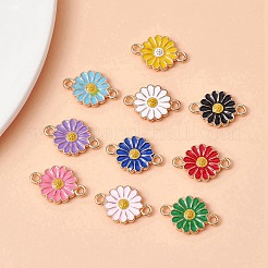 10 Stück 10-Farben-Zinklegierungs-Emaille-Sonnenblumen-Verbindungsanhänger&nbsp;ENAM-YW0003-42