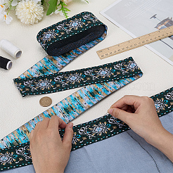 10 mètres de rubans de polyester jacquard de style ethnique&nbsp;SRIB-WH0012-11