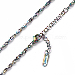 Collier chaîne Singapour en acier inoxydable 304 avec placage ionique (IP) pour hommes et femmes&nbsp;NJEW-K245-013D