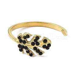 Bagues de manchette ouvertes en acier inoxydable 304 avec strass pour femmes&nbsp;RJEW-F166-24G-02