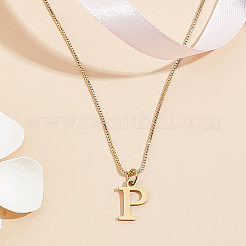 1 collar con colgante de letra de acero inoxidable 304&nbsp;NJEW-LP0001-38P-G