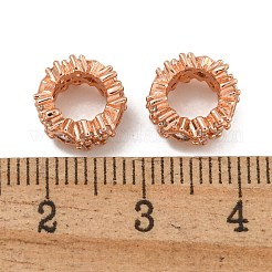 Europäische Perlen aus Messing mit Mikropavé-Fassung und klaren Zirkonia-Unterlegscheiben&nbsp;KK-U030-05RG