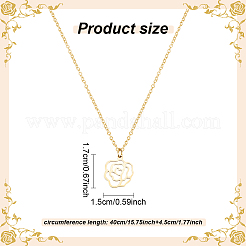 2 stücke 2 farben 304 edelstahl hohl rose anhänger halsketten set für frauen&nbsp;NJEW-AN0001-87