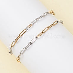 2 bracelet en acier inoxydable 304 bicolore avec chaîne trombone pour femme&nbsp;BJEW-JB12741