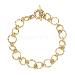 Bracelets en laiton à maillons ronds texturés et taillés en diamant pour femmes&nbsp;BJEW-JB14115