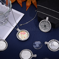 DIY Blanko Kuppel Legierung Strass Anhänger Halskette Herstellung Kits&nbsp;DIY-SP0002-73B