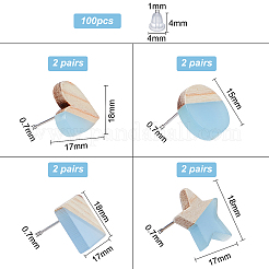 Juego de 8 par de pendientes de resina y madera de 4 estilos&nbsp;EJEW-OC0001-02B