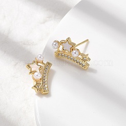 Boucles d'oreilles à tige en laiton avec micro pavé de zircons cubiques transparents&nbsp;EJEW-K318-02G