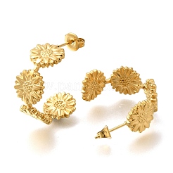 Pendientes de flor de acero inoxidable 304 con revestimiento iónico (IP) para mujer&nbsp;EJEW-S227-52G