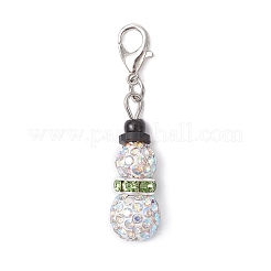 2 pz di perline da discoteca a forma di pupazzo di neve e decorazioni pendenti con strass in ottone&nbsp;HJEW-JM04452