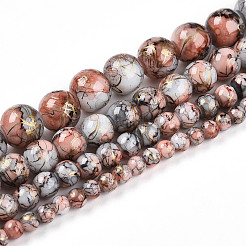 Chapelet de perles en verre baking paint&nbsp;DGLA-N003-8mm-B05