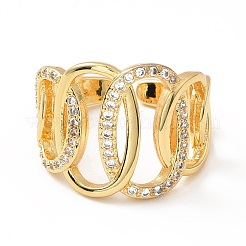 Anello a polsino aperto ovale a incastro con zirconi cubici&nbsp;RJEW-H101-31G