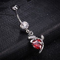 Anello ombelico in ottone cubic zirconia&nbsp;AJEW-EE0004-34A