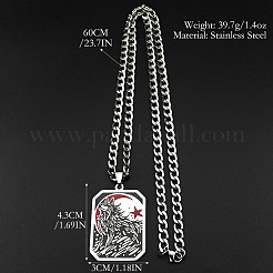 Collana con ciondolo a forma di targhetta per cani con lupo in acciaio inossidabile 304 smaltato nero&nbsp;WG9808E-01