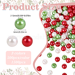 1500 Stück 3 Farben ABS-Kunststoff-Imitationsperlen&nbsp;MACR-HY0001-20