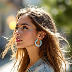 1 par de pendientes de aro de acero inoxidable 304&nbsp;EJEW-TA0001-89D