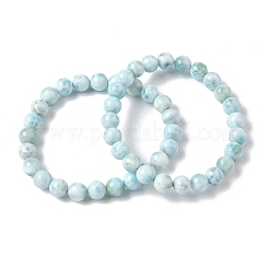 Bracelets extensibles en perles d'hémimorphite naturelle ronde pour hommes et femmes&nbsp;BJEW-B136-01B