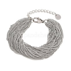 Mehrreihige Armbänder aus kubanischem Kettenmuster aus Edelstahl 304 für Damen&nbsp;BJEW-D460-01P