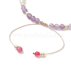 Pulseras trenzadas de cuentas de amatista redondas naturales para mujer&nbsp;BJEW-JB11658-03