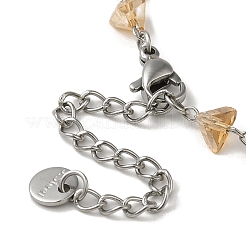 Pulseras de cadena de eslabones de vidrio triangulares&nbsp;BJEW-L685-02P
