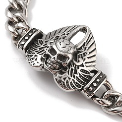 304 Edelstahl Wikinger Flügel Totenkopf Gliederkette Armbänder für Männer&nbsp;BJEW-B096-49D