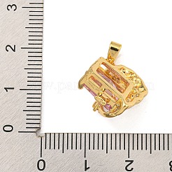 Porte micro ouvrent pendentifs zircone cubique en laiton de placage&nbsp;KK-U035-04G