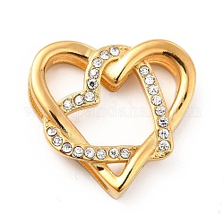 Colgantes de 304 acero inoxidable, con rhinestone de cristal, charms del corazón, dorado, 23x25x5mm, agujero: 7.5~9x2.3 mm