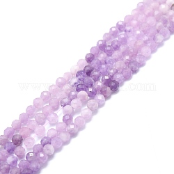 Natural Lilac Jade Beads Strands, Faceted, Round, 3mm, Hole: 0.7mm, about 115pcs/strand, 15.16''~15.55''(38.5~39.5cm)