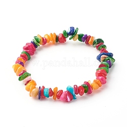 Natürlich gefärbte Chip Shell Perlen Stretch Armbänder, Farbig, Innendurchmesser: 2-1/8 Zoll (5.5 cm)