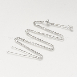 調整可能な真鍮のネックレスを作る  立方晶ジルコニアとスライドエクステンダーチェーン付き  ベネチアンチェーン  プラチナ  31.49インチ（80cm）