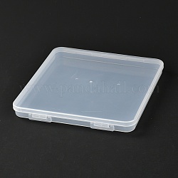 Quadratische Kunststoffboxen aus Polypropylen (pp), Wulst Lagerbehälter, mit Klappdeckel, Transparent, 16.4x16x1.7 cm, Innendurchmesser: 15.2 cm