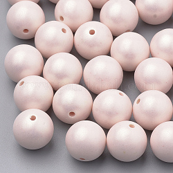 Perles acryliques de style peint par pulvérisation, caoutchouté, ronde, rose, 10mm, Trou: 1.5mm, environ 950 pcs/500 g
