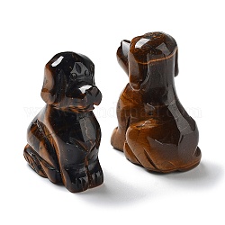 天然タイガーアイ彫刻癒しの犬の置物  レイキエネルギーストーンのディスプレイ装飾  23~25x38.5~41x51.5~53.5mm