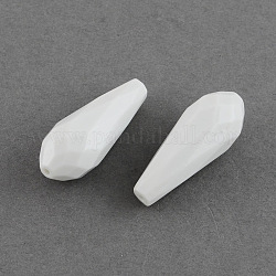 Facettierte Tropfenacrylperlen, weiß, 31x12 mm, Bohrung: 2 mm, ca. 200 Stk. / 500 g