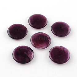 Плоские круглые имитация драгоценных камней акриловые бусины, фиолетовые, 26x6 мм, отверстие : 2.5 мм, Около 180 шт / 500 г