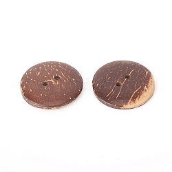 Botones de coco natural, 2 agujero, plano y redondo, coco marrón, 25.5x4mm, agujero: 2 mm
