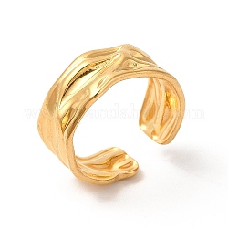 Ion Plating(IP) 304 Stainless Steel Twist Open Cuff Ring for Women, Real 18K Gold Plated, US Size 7 1/2(17.8mm)