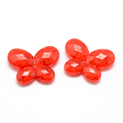 Perline di acrilico trasparente crackle, sfaccettato, farfalla, rosso, 22x29~29.5x6~6.5mm, Foro: 1.5 mm, circa 220pcs/500g