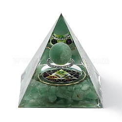 Генераторы энергии смолы оргонитовой пирамиды, reiki натуральные зеленые авантюриновые чипсы внутри для украшения стола домашнего офиса, 60x60x59 мм