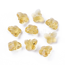 Perles en verre transparentes, facette, papillon, or, 8x10x5.5mm, Trou: 1mm