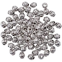 Pandahall Elite 750 pièces 4mm forme de tonneau en alliage de style tibétain perles d'espacement avec trou de 1mm, accessoires de bijoux accessoires pour bracelet collier fabrication de bijoux, argent antique