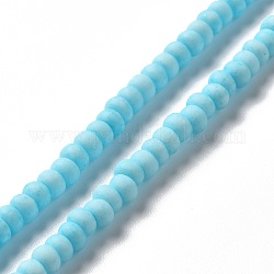 Perline in porcellana smerigliata fatte a mano, rotondo e piatto, cielo blu profondo, 4x3mm, Foro: 0.8 mm, circa 134pcs/filo, 15.55 pollice (39.5 cm)