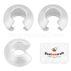 Beebeecraft 30 pièces 925 cache-perles à écraser en argent sterling, couleur d'argent, 4x5x2.5mm