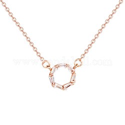 Кольцо кубический цирконий кулон ожерелье для девочек-женщин, 925 стерлингового серебра микро проложить Цирконом кулон ожерелье, прозрачные, розовое золото 