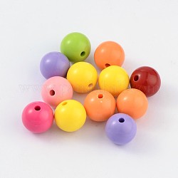 Perles acryliques de bubblegum trapu opaques, ronde, couleur mixte, 24mm, Trou: 2mm, environ 64 pcs/500 g
