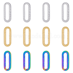 Dicosmetic 36 pz 3 colori 304 anello di collegamento in acciaio inossidabile, texture, ovale, colore misto, 20x7.5x1.5mm, diametro interno: 15x3mm, 12 pz / colore